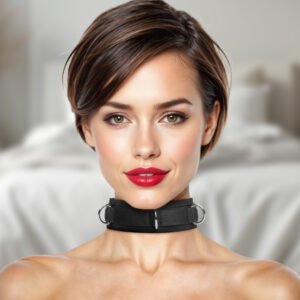 AB373 Neoprene Bondage Collar with D-Rings