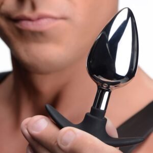 AG343-Large Dark Invader Metal and Silicone Anal Plug - Large