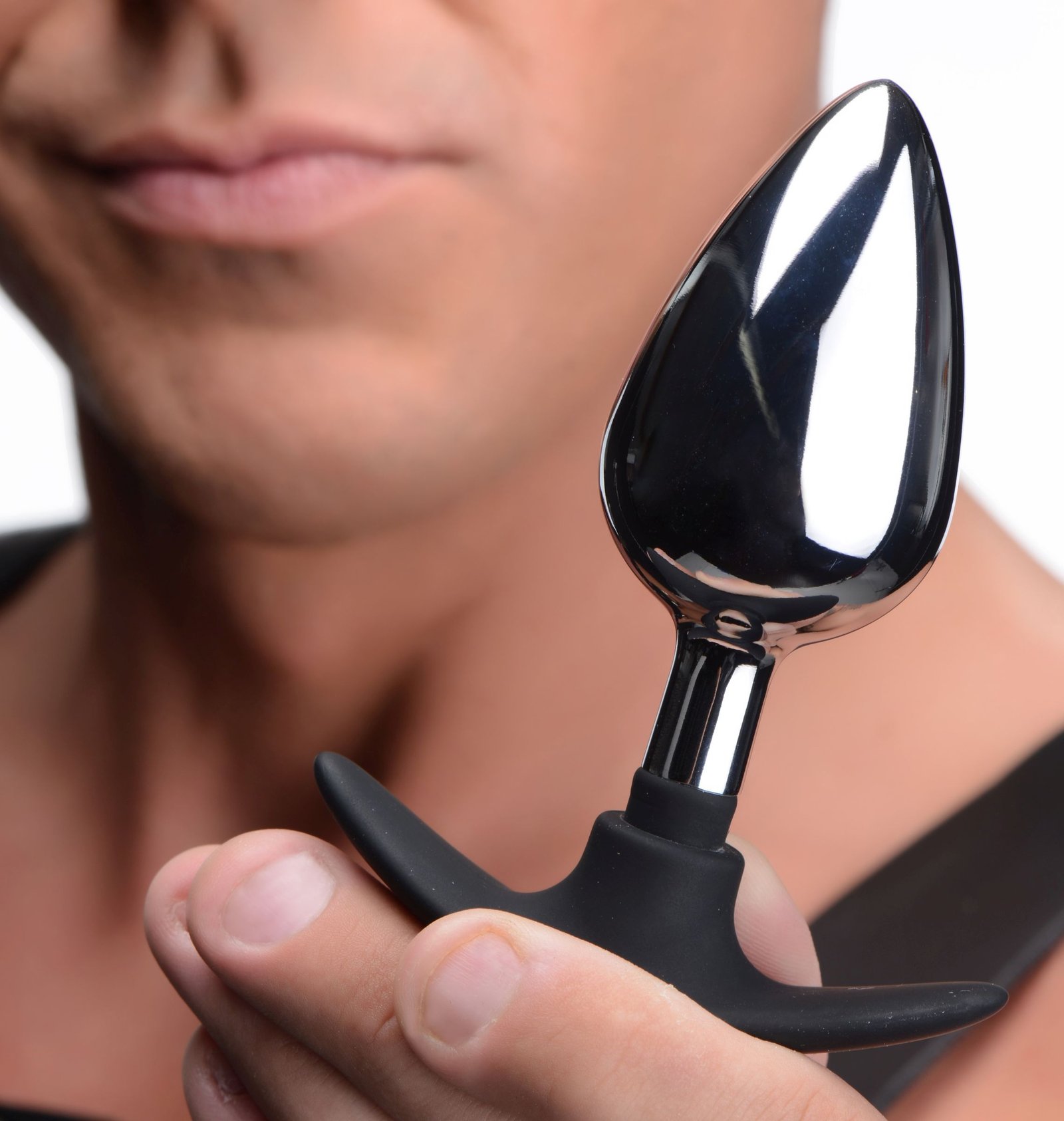 AG343-Large-MaleModel-002 AG343-Large Dark Invader Metal and Silicone Anal Plug - Large