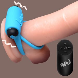 AG572-Blue Remote Control 28X Vibrating Cock Ring and Bullet - Blue
