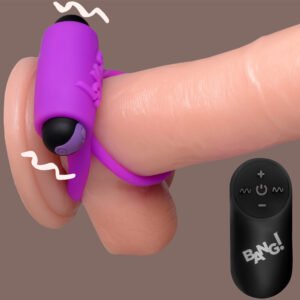 AG572-Purple Remote Control 28X Vibrating Cock Ring and Bullet - Purple