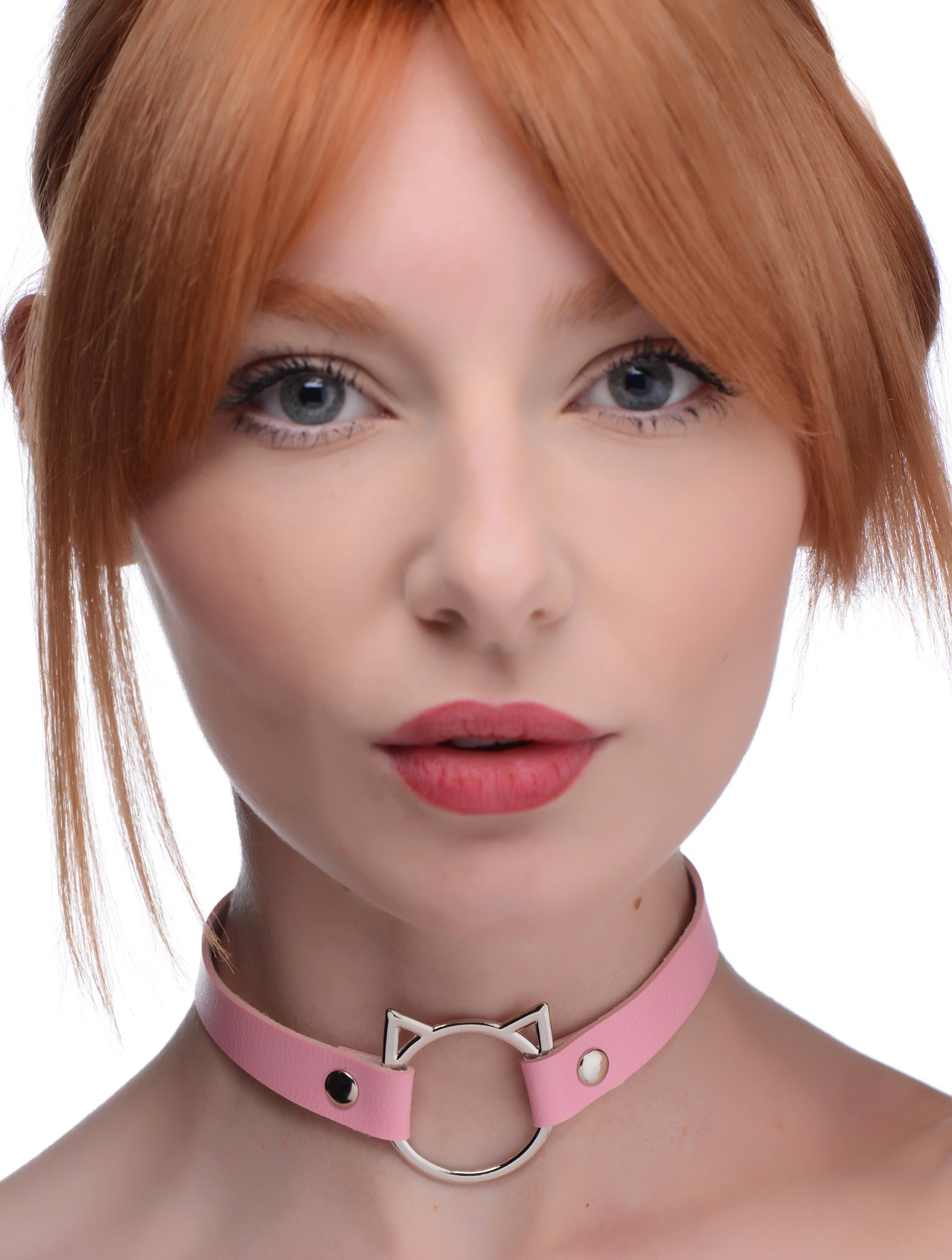 AG726-Pink-Female-Model-001 AG726-Pink Kinky Kitty Ring Slim Choker - Pink