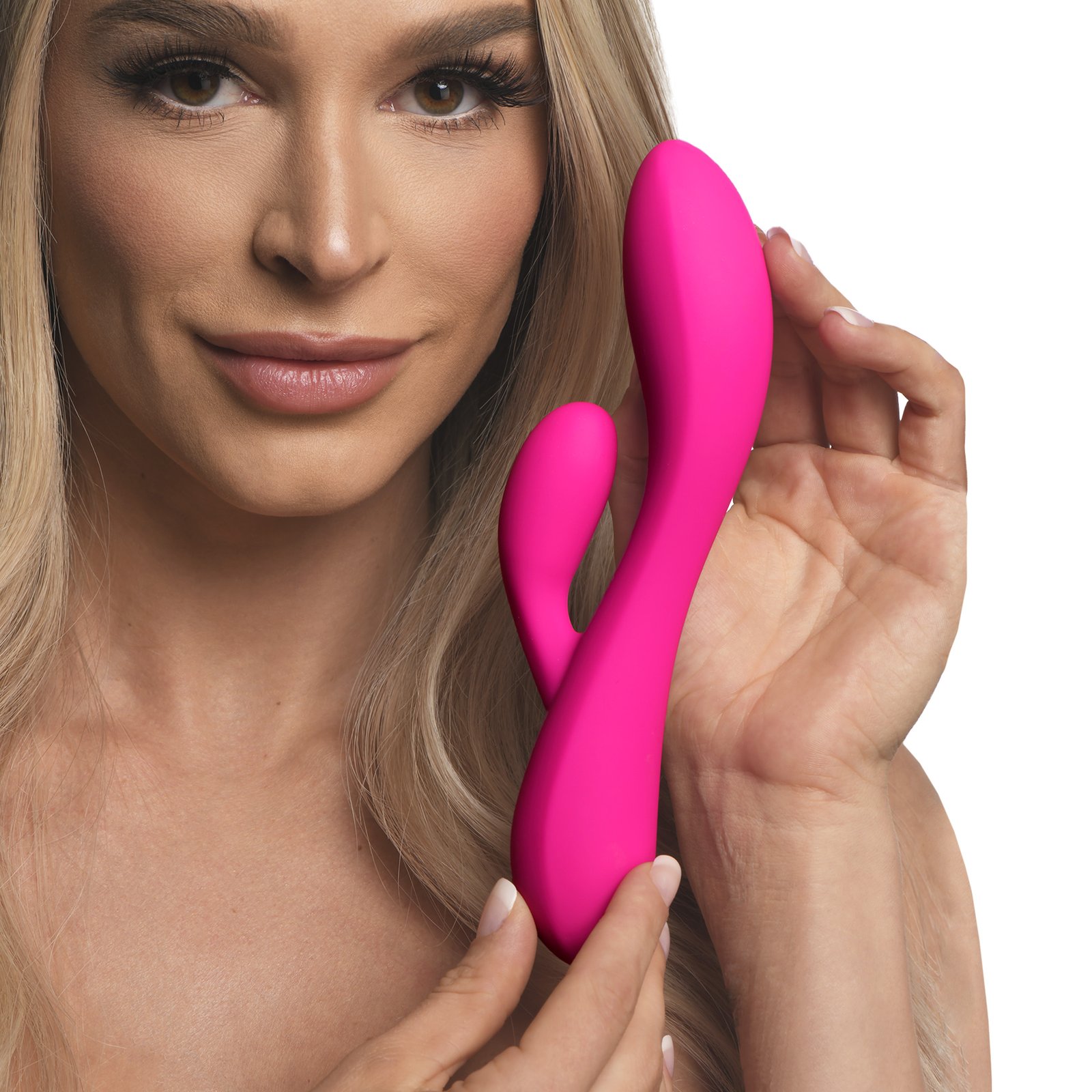 AH204-Pink_STD-MAIN_2 AH204-Pink 10X Flexible Silicone Rabbit Vibrator - Pink