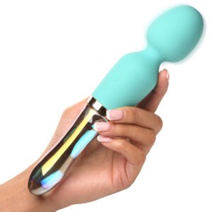 AH226 10X Turquoise Dual Ended Silicone and Glass Wand