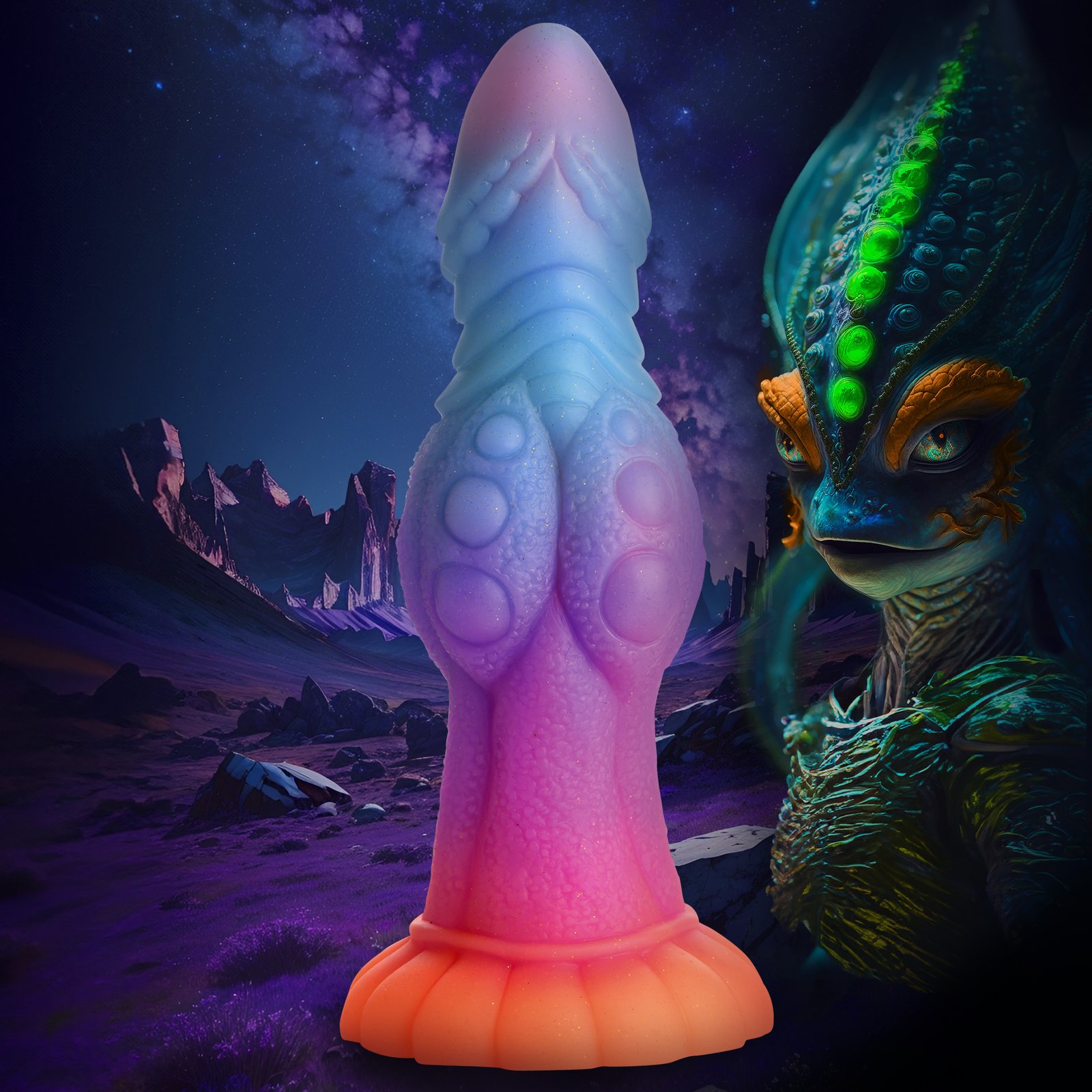 AH290_STD-MAIN-v2_2 AH290 Galactic Cock Alien Creature Glow-in-the-Dark Silicone Dildo