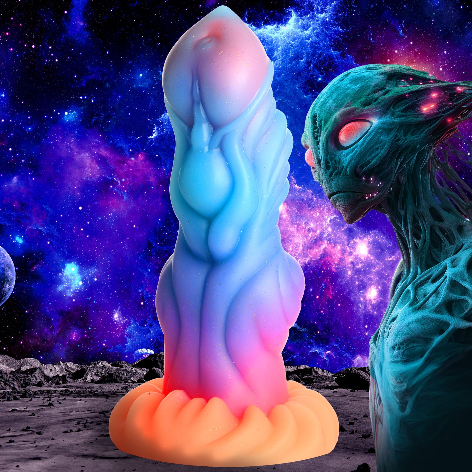 AH292_MAIN_2 AH292 Alien Invader Glow-In-The-Dark Silicone Dildo
