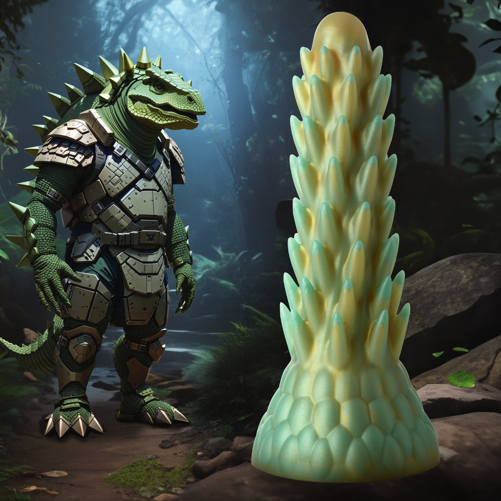 AH294_STD-MAIN AH294 Stegosaurus Spiky Reptile Silicone Dildo