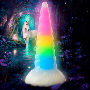 AH310 Uni-Glow Glow-In-The-Dark Rainbow Silicone Dildo