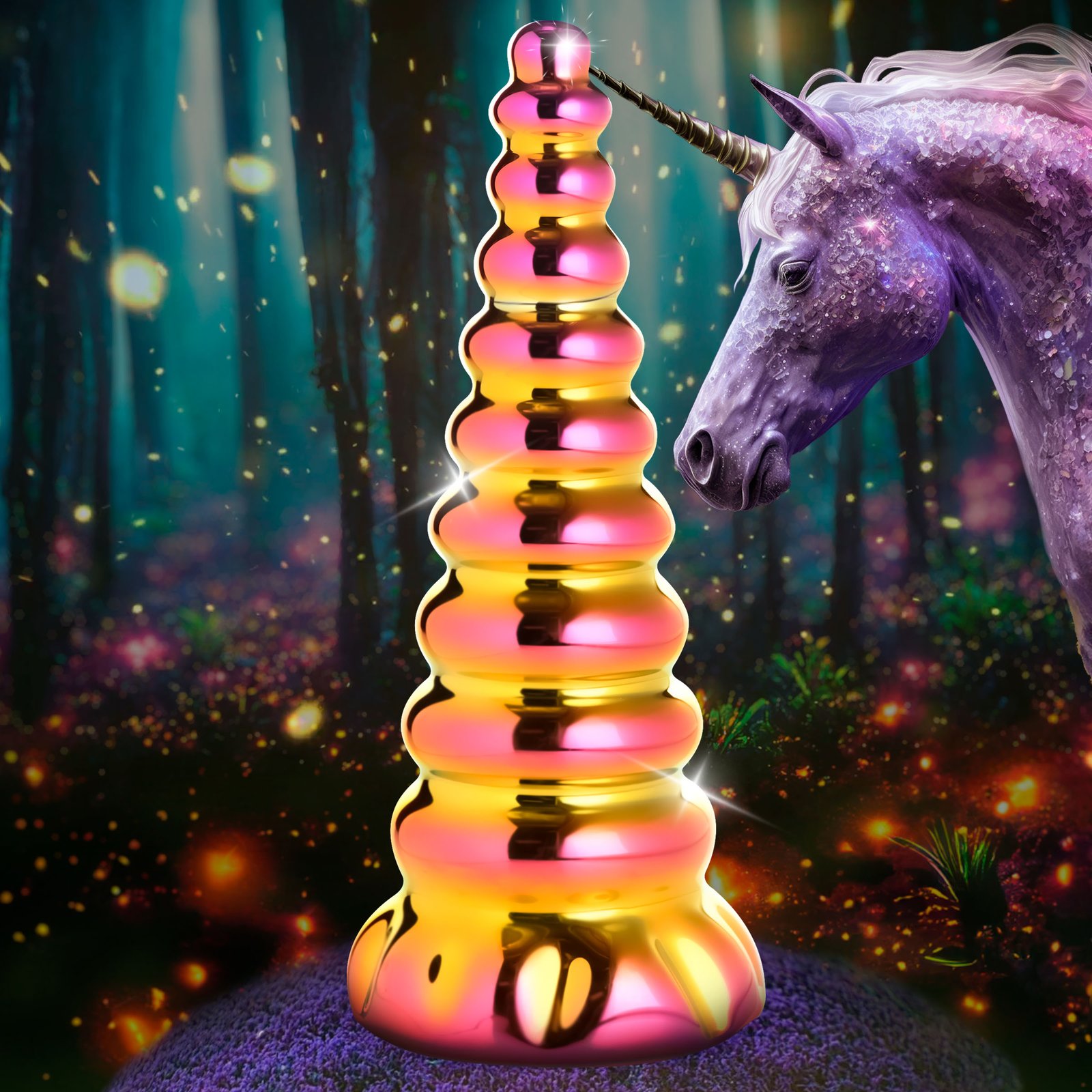 AH331_STD-MAIN AH331 Twilight Rainbow Glass Dildo