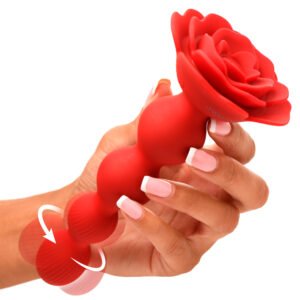 AH341 10X Rose Twirl Vibrating and Rotating Silicone Anal Beads