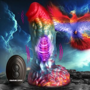 AH376 Rainbow Phoenix Vibrating Silicone Dildo with Remote