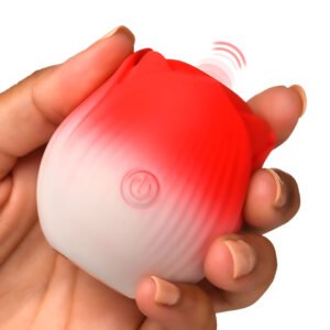 AH387-Red Pulsing Petals Throbbing Rose Clit Stimulator - Red