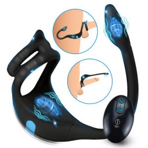 AH399 Vibrating Silicone Cock Ring and Anal Stimulator