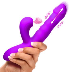 AH434 Thrusting and Sucking Silicone Rabbit Vibrator