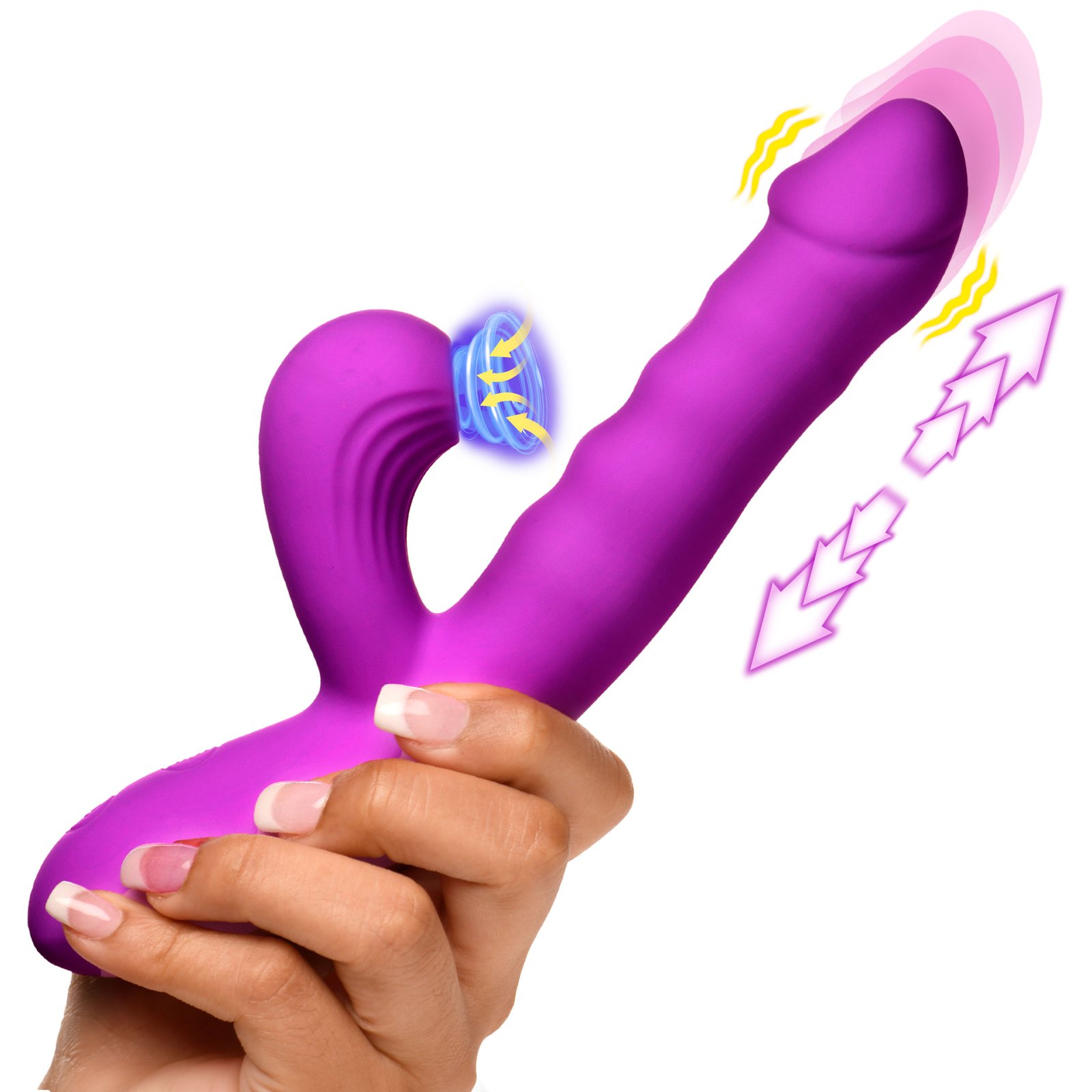 AH436_STD-MAIN AH436 Thrust Wave Thrusting and Sucking Silicone Rabbit Vibrator