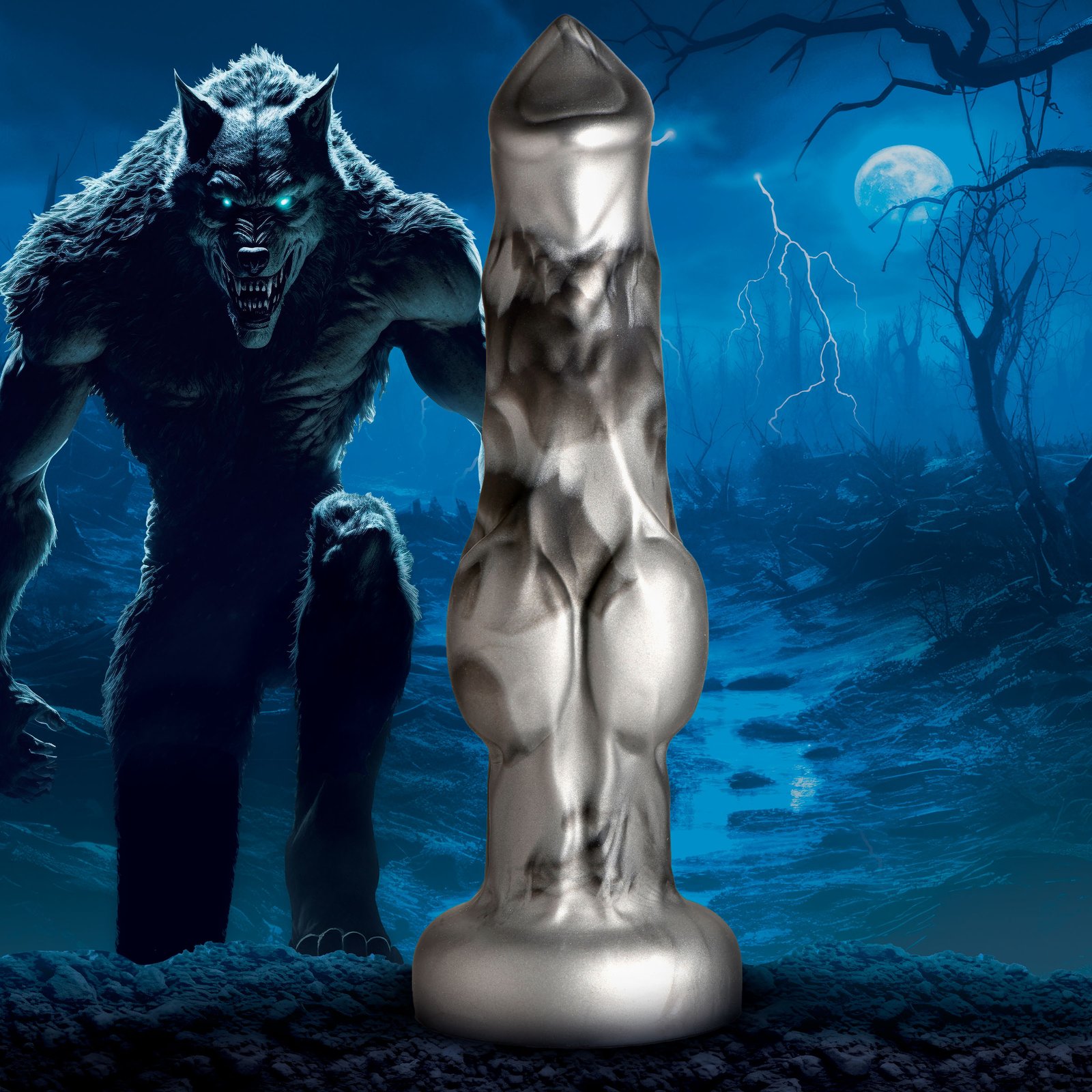 AH441-Med_STD-MAIN AH441-Med Night Prowler Silicone Dildo - Medium