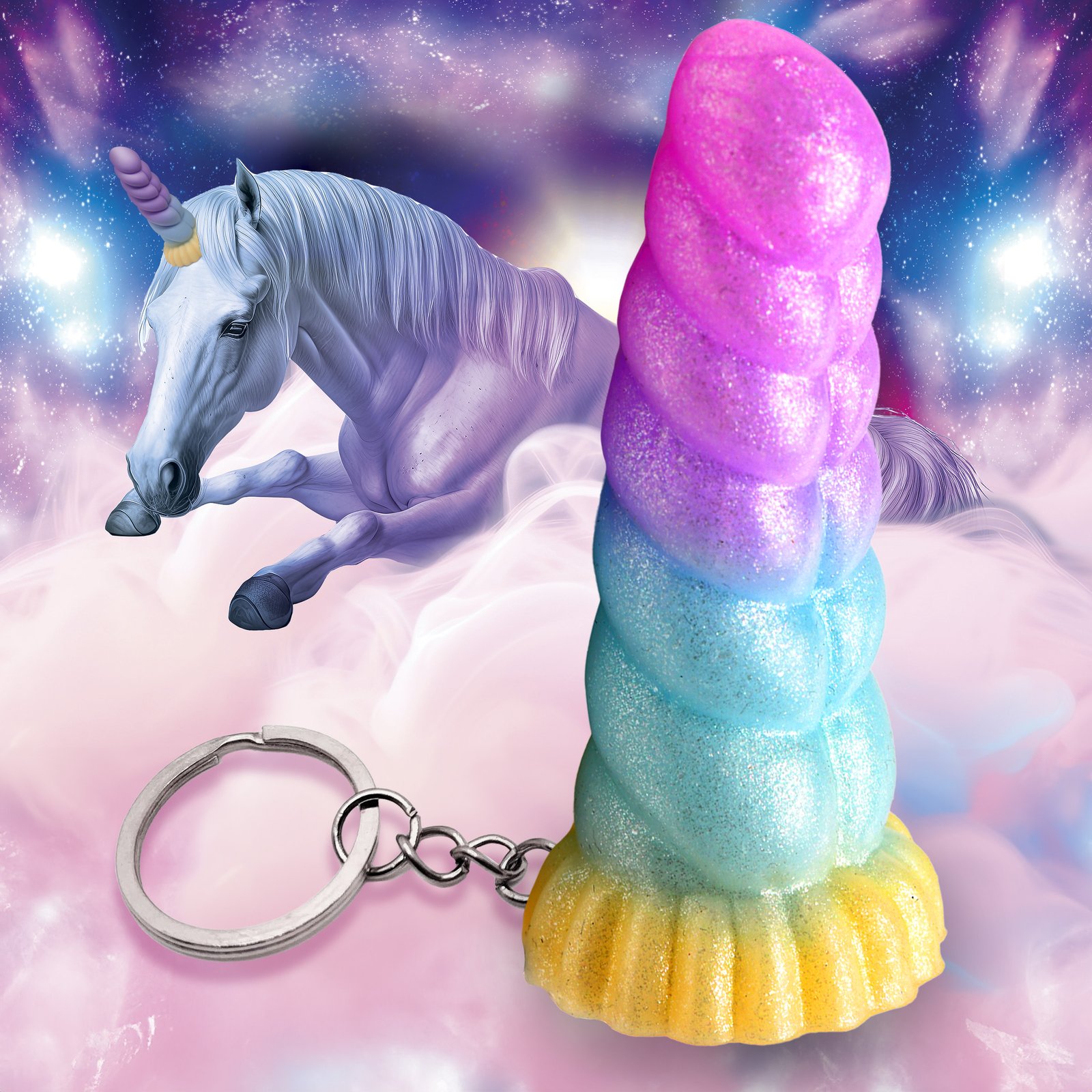 AH468_STD-MAIN-01 AH468 Mystique Unicorn Mini Dildo Key Chain