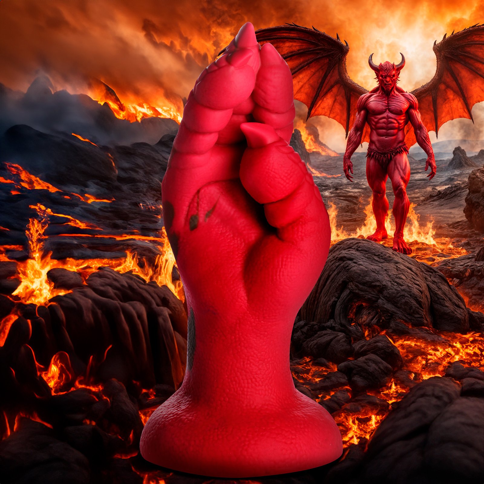 AH469-Red_STD-MAIN AH469-Red Demon Claw Fisting Silicone Dildo - Red