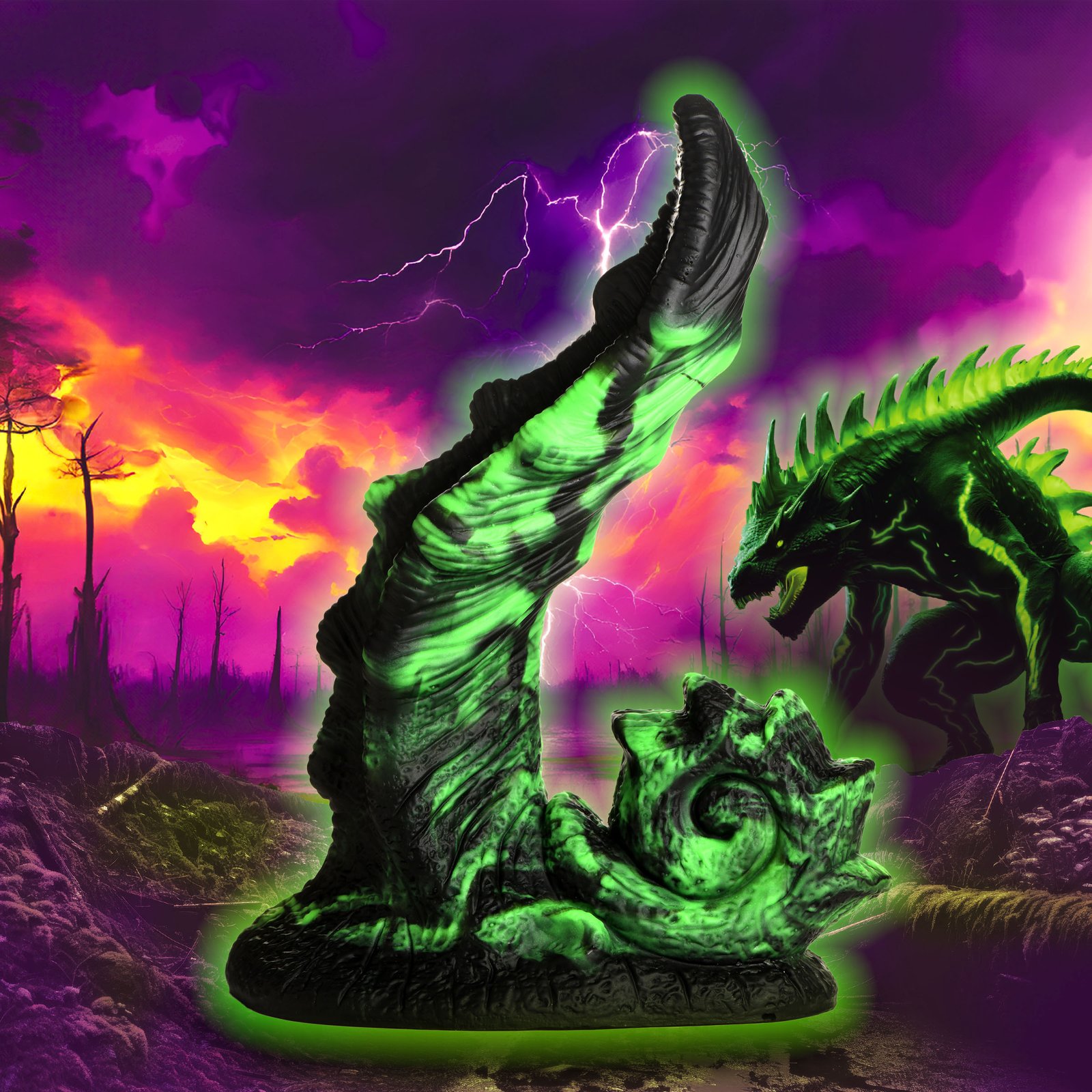 AH491_STD-MAIN AH491 Glowzilla Glow-In-The-Dark Silicone Dildo
