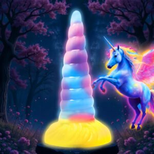 AH571 Unicorn Glow-in-the-Dark Vibrating Silicone Dildo