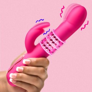 AH576 Come-Hither Beaded Silicone Rabbit Vibrator
