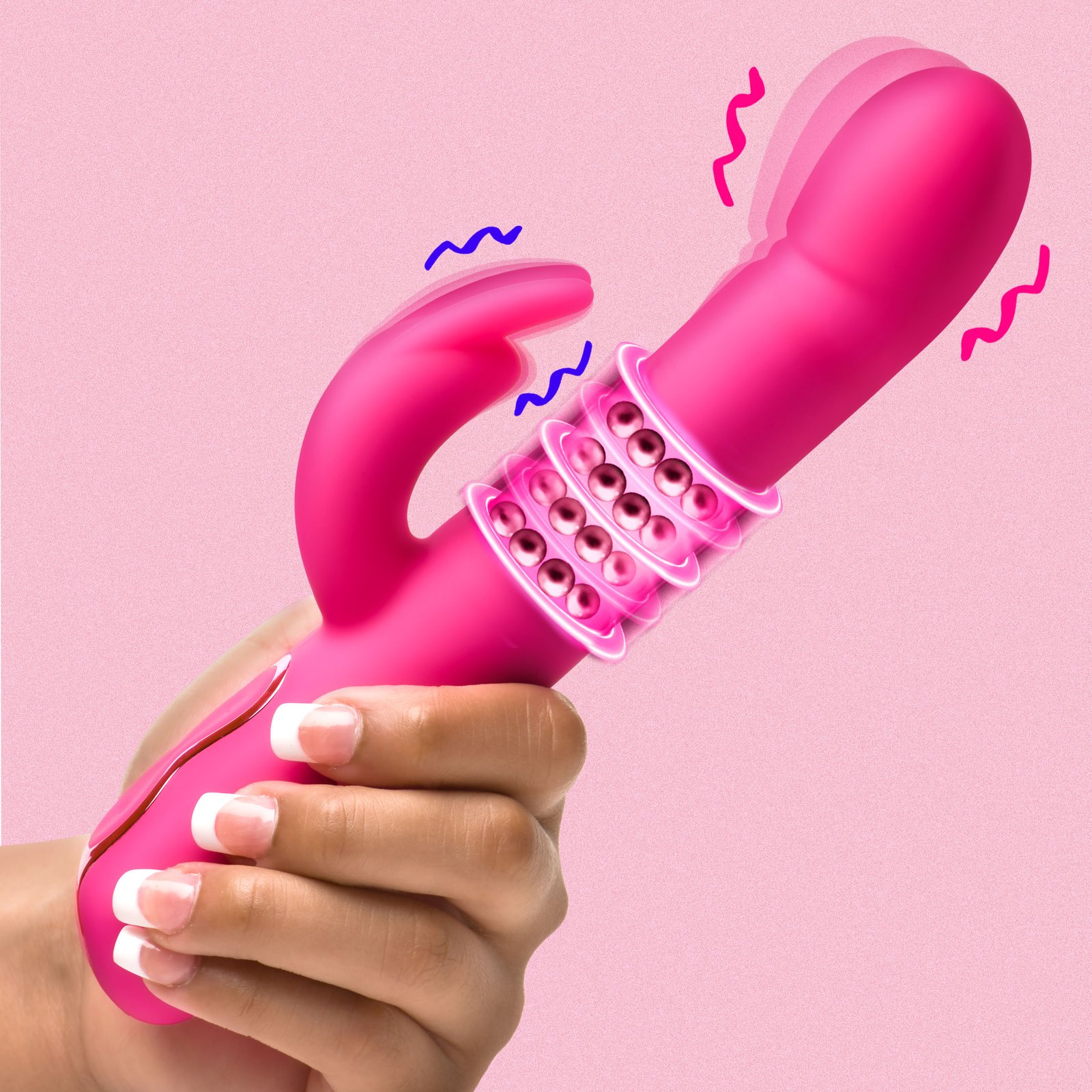 AH576_STD-MAIN-W_01 AH576 Come-Hither Beaded Silicone Rabbit Vibrator