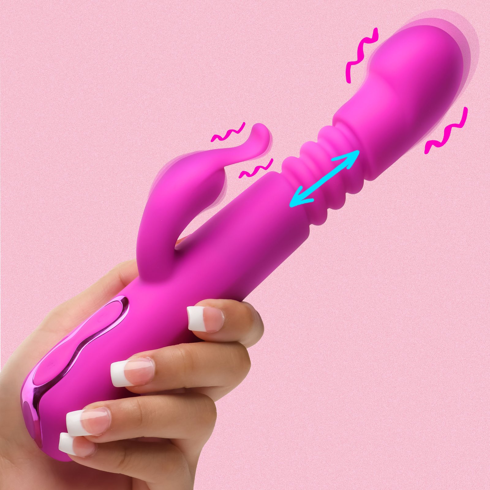 AH577_STD-MAIN-W_01 AH577 Thrusting Silicone Rabbit Vibrator