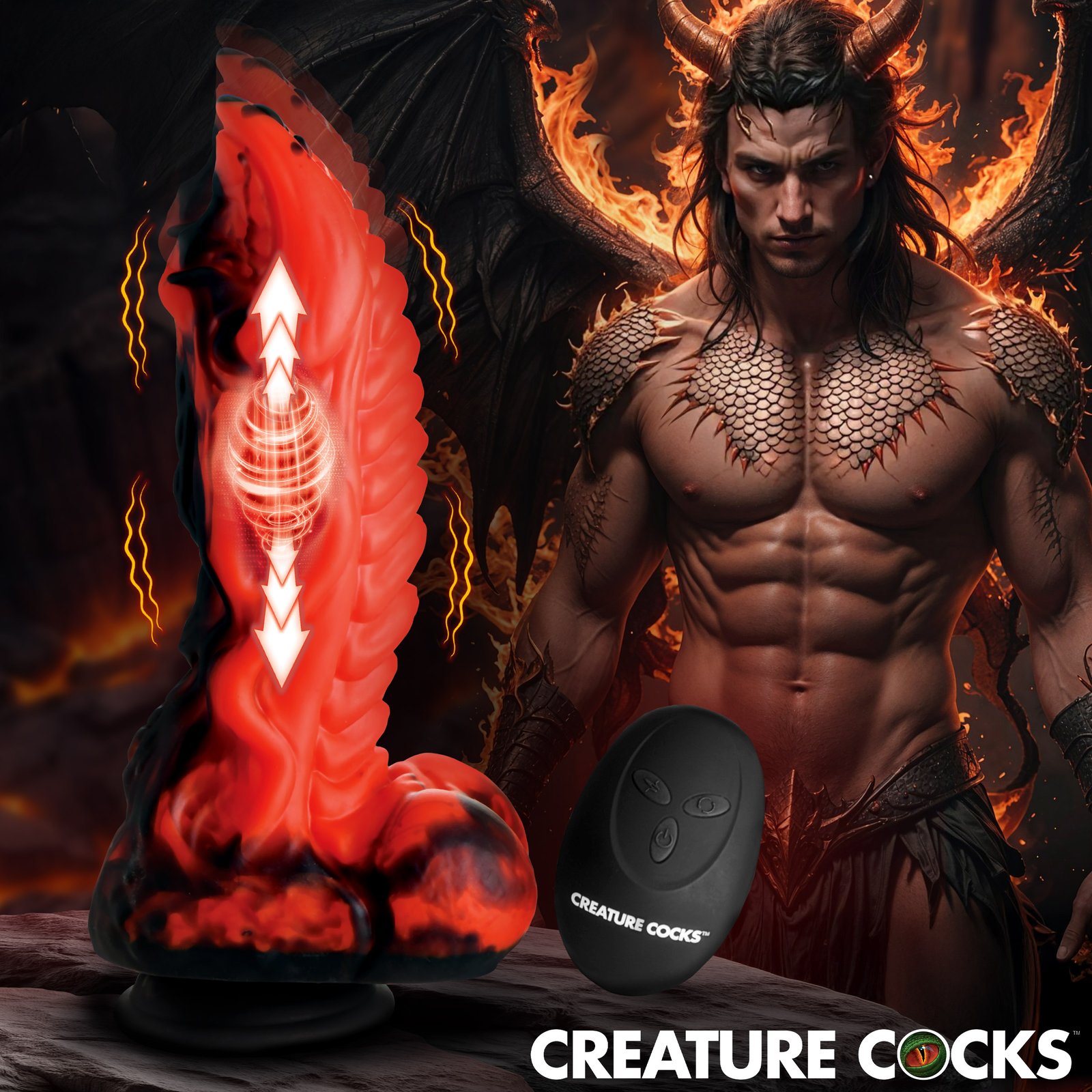 AH666_AH666_STD-MAIN AH666 Dragon Thrust Thrusting & Vibrating Silicone Dildo