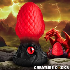 AH673-Red Eye of the Dragon Silicone Butt Plug - Red