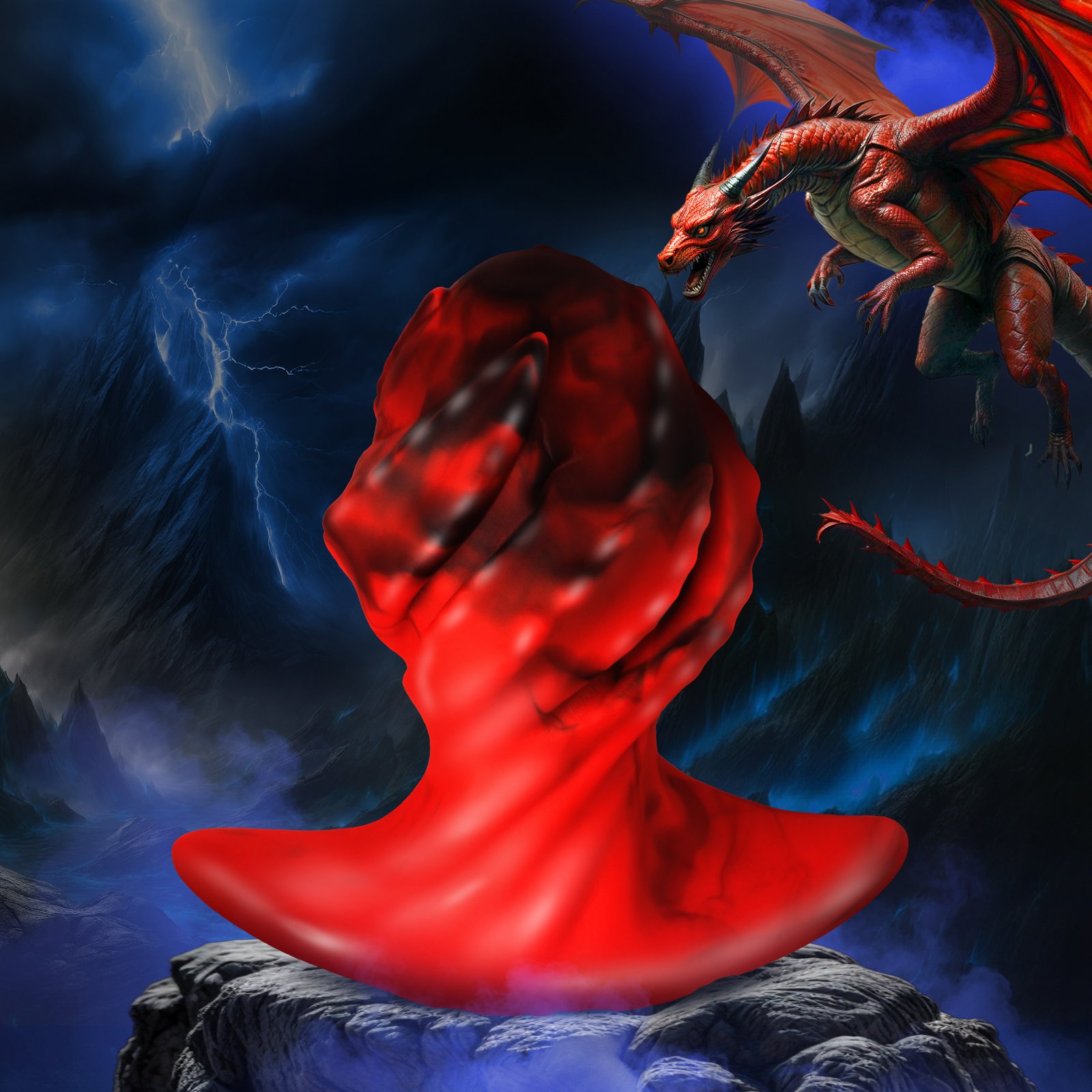 AH695-L_STD-MAIN AH695-Med Dragonspawn Silicone Butt Plug - Medium