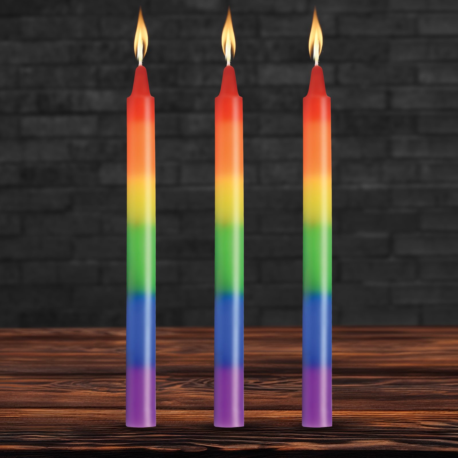 AH696_STD-MAIN AH696 Pride Candles Rainbow Drip Candle Set of 3