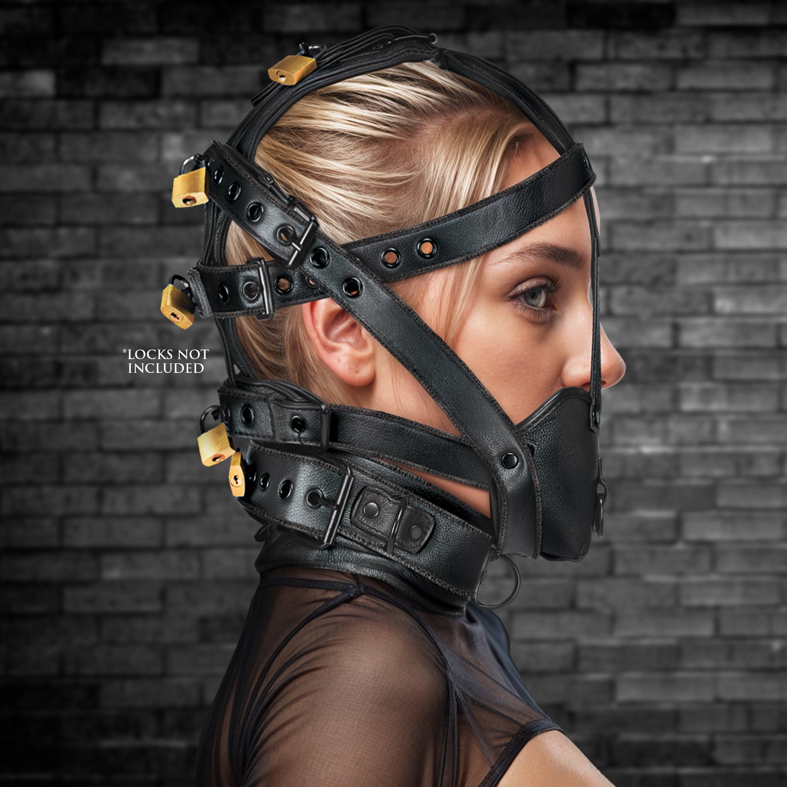 AH702-PU_STD-MAIN AH702-PU Lockable Head Harness with Muzzle