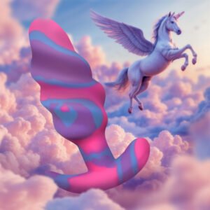AH706-Med Unicorn Swirl Silicone Butt Plug - Med