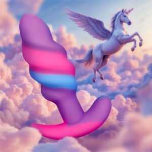 AH706-Small Unicorn Swirl Silicone Butt Plug - Small