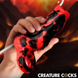 AH725-Red Hell Hound Squirting Silicone Penis Enhancer - Red