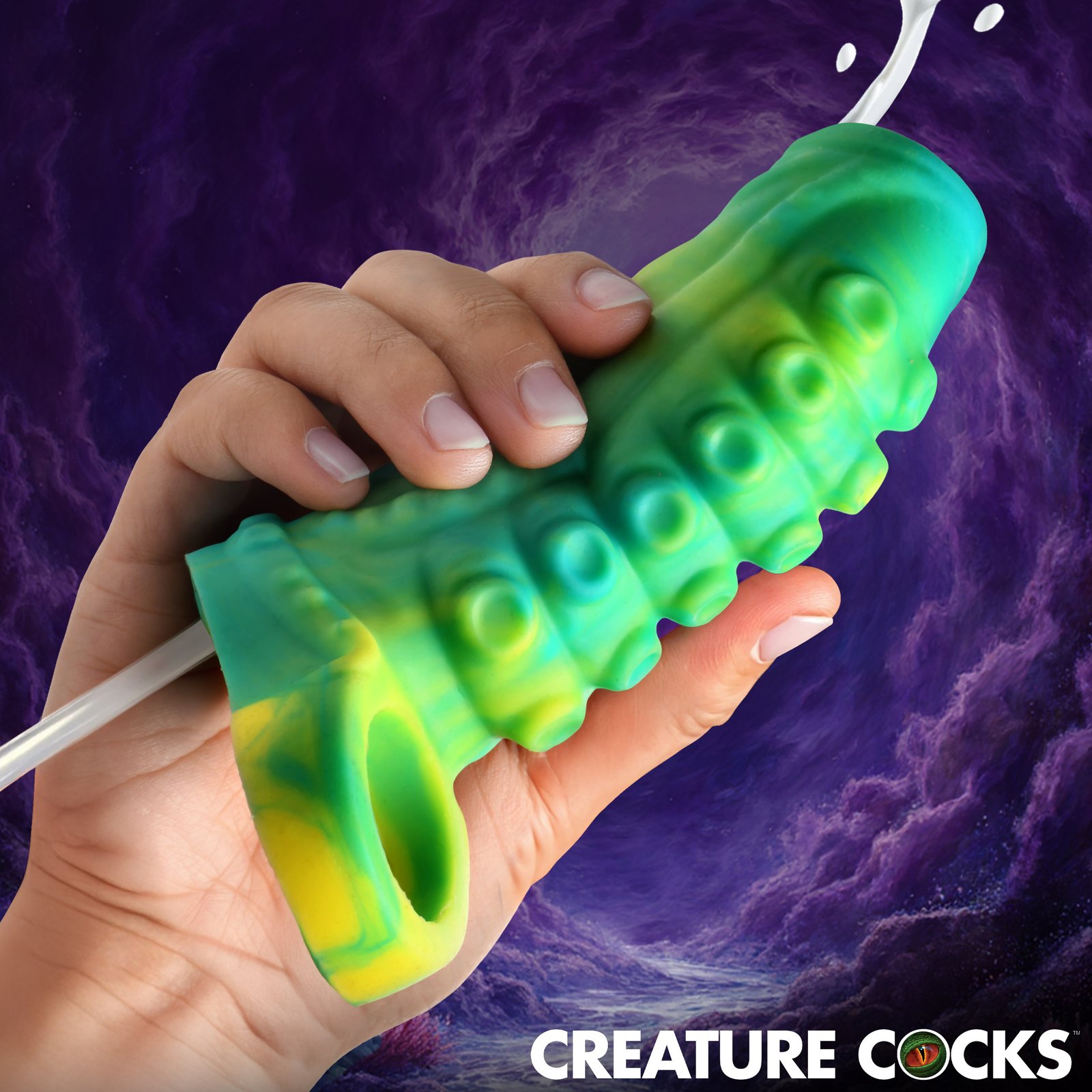 AH726-Green_STD-MAIN-V2 AH726-Green Tentacle Squirting Silicone Penis Enhancer - Green