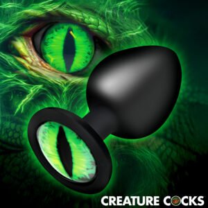 AH735-Large Creature Eye Green Eye Silicone Butt Plug - Large