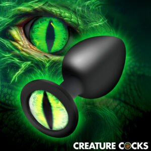 AH735-Med Creature Eye Green Eye Silicone Butt Plug - Medium
