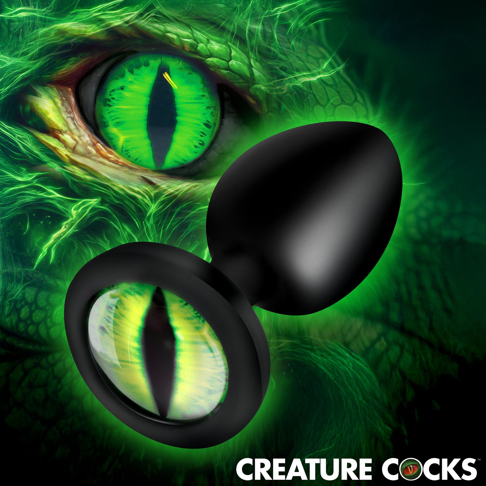 AH735_SMALL_STD-MAIN AH735-Small Creature Eye Green Eye Silicone Butt Plug - Small