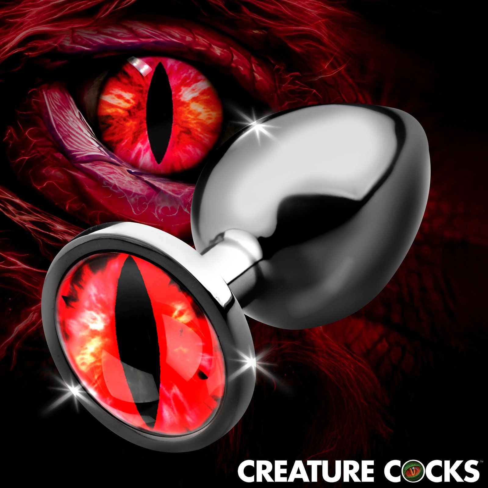 AH737_L_STD-MAIN AH737-Large Sinister Eye Red Eye Metal Butt Plug - Large