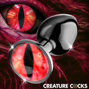 AH737-Small Sinister Eye Red Eye Metal Butt Plug - Small
