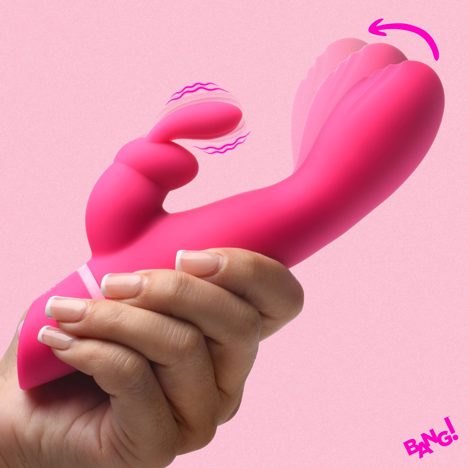 AH793_STD-MAIN AH793 Come Hither Silicone Rabbit Vibrator - Pink
