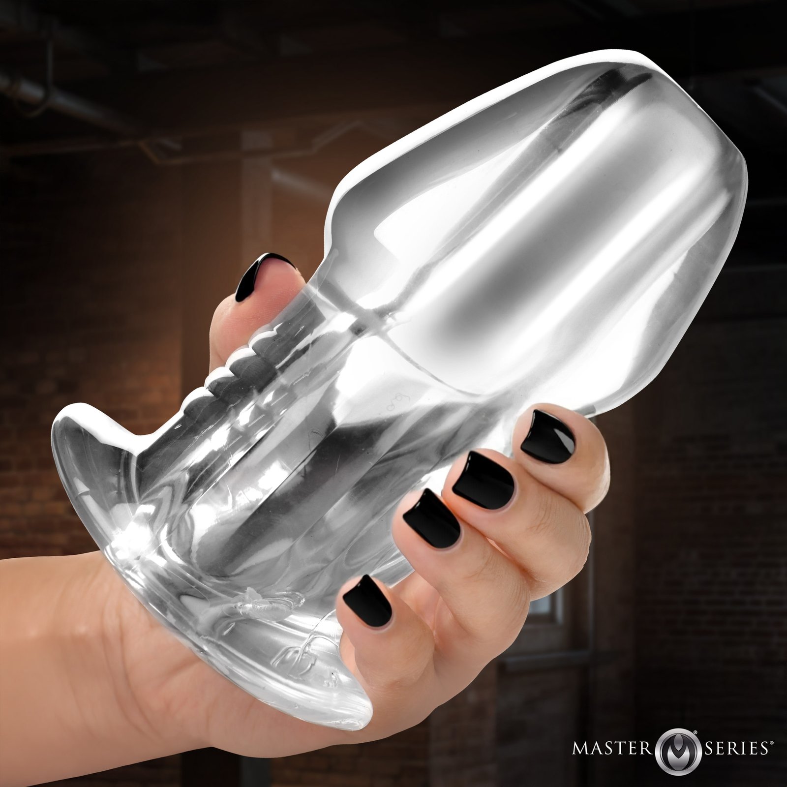 AH803_XL_STD-MAIN AH803-XL Dicked Clear Hollow Anal Plug - X-Large