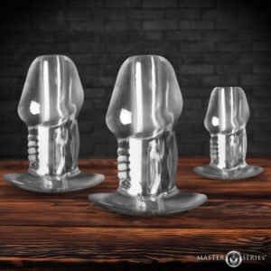 AH805 Dicked Clear Hollow Anal Plug 3pc Set