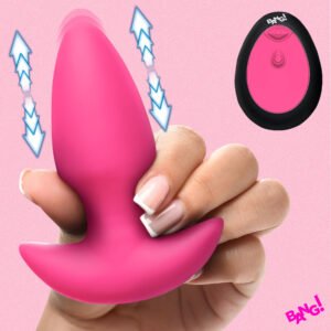 AH832-Pink Thrusting & Vibrating Silicone Butt Plug - Pink