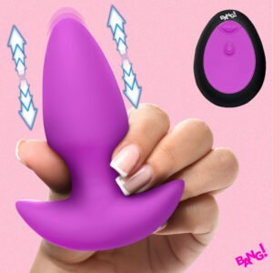 AH832-Purple Thrusting & Vibrating Silicone Butt Plug - Purple