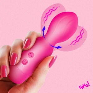 AH883-Pink 18X Vibrating Silicone Mini Wand - PInk