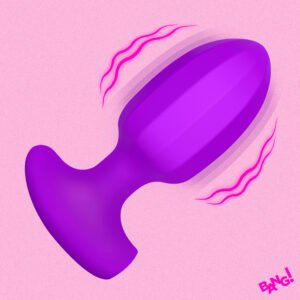 AH885 Ribbed Vibrating Silicone Butt Plug - Purple
