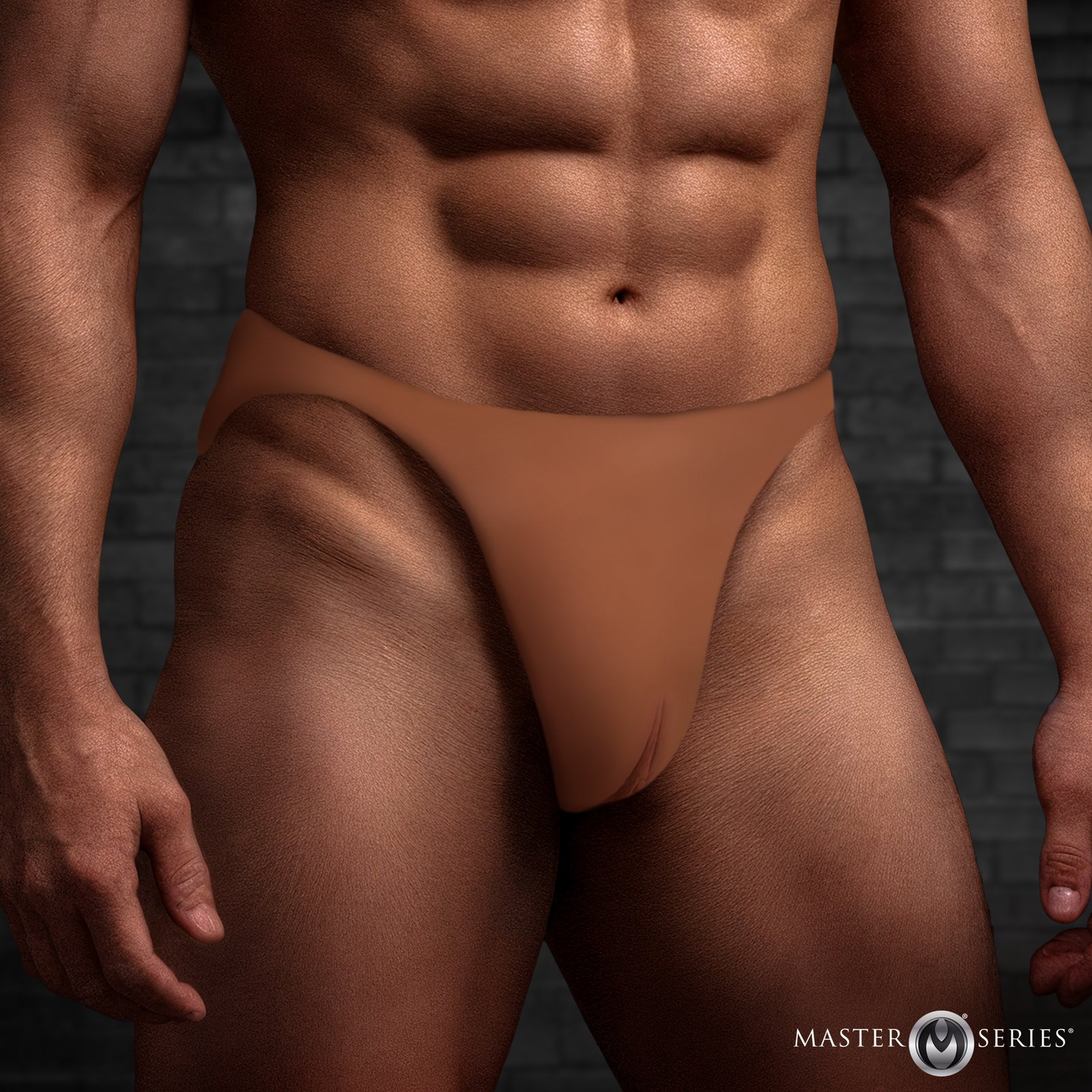 AH888_STD-MAIN AH888 Pussy Strap Silicone Vagina Jockstrap - Dark