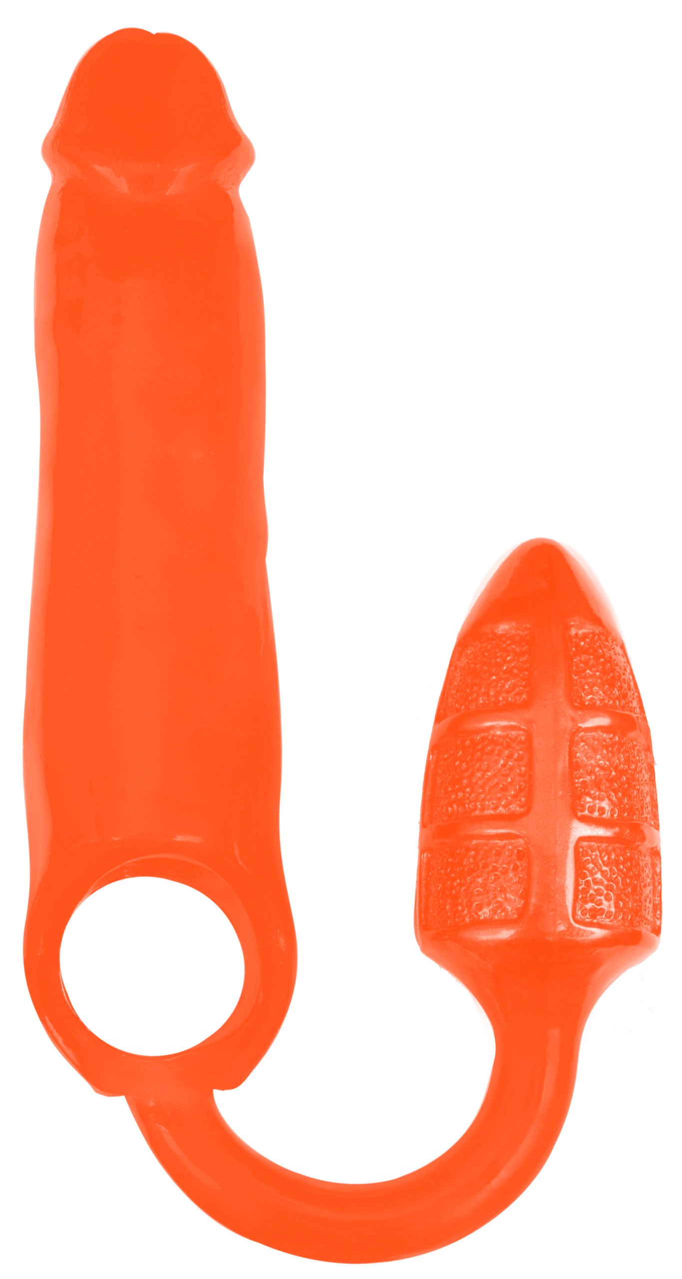 CN-03-0608-25-ROOSTER-ORANGE CN-03-0608-25 XXXPander Sheath with Double Textured Plug - Orange